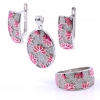 Set Amazing Pink cercei, inel (56), pandantiv, argint 925 rodiat