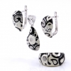 Set Fancy drop cercei, inel (60), pandantiv, argint 925 rodiat