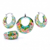 Set Flores cercei, inel (58), pandantiv, argint 925 rodiat