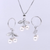 Set Cherry cu perle Swarovski white, cercei, lant, pandantiv, argint 925 rodiat