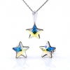 Set Star cu cristale Swarovski Aurore Boreale, cercei, lant, pandantiv, argint 925 rodiat