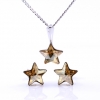 Set Star cu cristale Swarovski Golden Shadow, cercei, lant, pandantiv, argint 925 rodiat