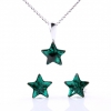 Set Star cu cristale Swarovski Emerald, cercei, lant, pandantiv, argint 925 rodiat