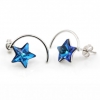 Cercei Star cu cristale Swarovski Bermuda Blue, argint 925 rodiat