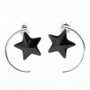 Cercei Star cu cristale Swarovski Jet, argint 925 rodiat
