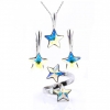 Set complet Star cu cristale Swarovski Aurore Boreale, argint 925 rodiat