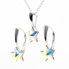 Set complet Star cu cristale Swarovski Aurore Boreale, argint 925 rodiat