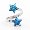 Set complet Star cu cristale Swarovski Bermuda Blue, argint 925 rodiat