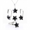 Set complet Star cu cristale Swarovski Jet, argint 925 rodiat