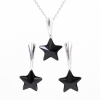 Set complet Star cu cristale Swarovski Jet, argint 925 rodiat