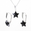 Set complet Star cu cristale Swarovski Jet, argint 925 rodiat