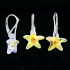 Set Starfish cu cristale Swarovski Aurore Boreale, cercei, pandantiv, argint 925 rodiat