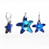 Set Starfish cu cristale Swarovski Bermuda Blue, cercei, pandantiv, argint 925 rodiat