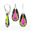Set Fancy drop cu cristale Swarovski Vitrail Medium, cercei, pandantiv, argint 925 rodiat