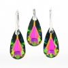 Set Fancy drop cu cristale Swarovski Vitrail Medium, cercei, pandantiv, argint 925 rodiat