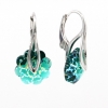 Cercei Marguerite cu cristale Swarovski Emerald White Patina, argint 925 rodiat