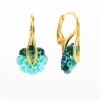 Cercei Marguerite cu cristale Swarovski Emerald White Patina, argint 925 placat cu aur