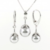 Set Princess cu perle Swarovski Light Grey, cercei, pandantiv, lant, argint 925 rodiat