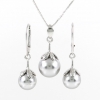 Set Princess cu perle Swarovski Light Grey, cercei, pandantiv, lant, argint 925 rodiat
