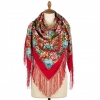 Premium shawl Nightingale Nights, wool, red - 135x135cm