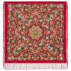 Premium shawl Nightingale Nights, wool, red - 135x135cm