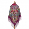 Premium shawl River of Love, wool, granat mauve - 135x135cm