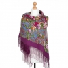 Premium shawl River of Love, wool, granat mauve - 135x135cm