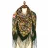 Premium shawl On the wings of tenderness, wool, green - 135x135cm