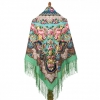 Premium shawl Rain, wool, green - 135x135cm