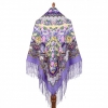 Premium shawl Rain, wool, mauve - 135x135cm