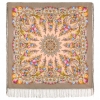 Premium shawl Fire Festival, wool, beige taupe - 135x135cm