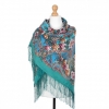 Premium shawl River of Love, wool, mint green - 135x135cm