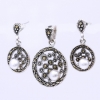 Set Disc cu marcasite, cercei, pandantiv, argint 925
