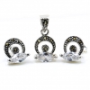 Set Hazel cu marcasite, cercei, pandantiv, argint 925, alb transparent