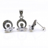 Set Hazel cu marcasite, cercei, pandantiv, argint 925, alb transparent