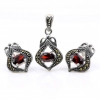 Set Lily cu marcasite, cercei, pandantiv, argint 925, rosu magma