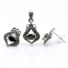 Set Lily cu marcasite, cercei, pandantiv, argint 925, negru jet