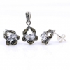 Set Gianna cu marcasite, cercei, pandantiv, argint 925, alb transparent