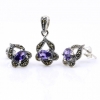 Set Gianna cu marcasite, cercei, pandantiv, argint 925, mov