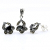 Set Gianna cu marcasite, cercei, pandantiv, argint 925, negru jet