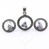 Set Aria cu marcasite, cercei, pandantiv, argint 925, alb transparent
