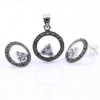 Set Aria cu marcasite, cercei, pandantiv, argint 925, alb transparent