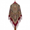Premium shawl Dog-Rose, wool, garnet - 135x135cm