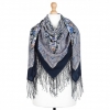 Premium shawl Enchantress Winter, wool, bleumarin - 135x135cm
