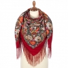 Premium shawl Silver Creek, wool, red - 125x125cm