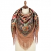 Premium shawl Land of Springs, wool, brown - 125x125cm