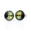 Cercei cu cristale rivoli Swarovski de 8mm Tabac, argint 925 rodiat