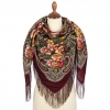Premium shawl Land of Springs, wool, garnet - 125x125cm