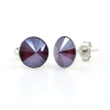 Cercei cu cristale rivoli Swarovski de 8mm Dark Red, argint 925 rodiat