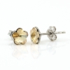 Cercei cu cristale fancy floare Swarovski de 6mm Golden Shadow, argint 925 rodiat